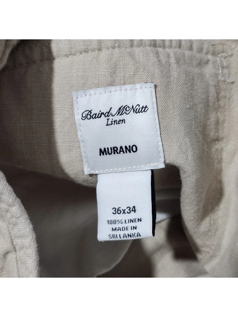 Murano Baird McNutt Linen Lounge Trousers Pants Slacks Drawstring Mens 36x34